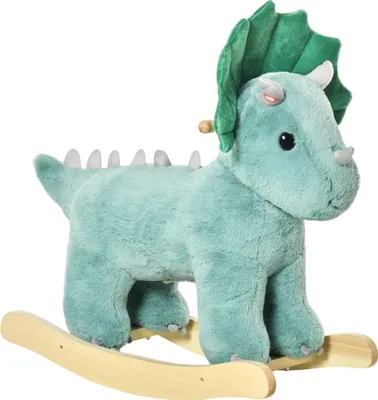 Produktbild von HOMCOM Schaukelpferd Plüsch Schaukeltier Babyschaukel Spielzeug für 36-72 Monaten Kinder Kunststoff Dunkelgrün 64 x 30 x 54 cm