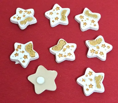 Produktbild von 8 Stück Deko- Streuteile Stern Weiß-Gold ca. 2,5x2,5 cm