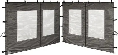 Produktbild von 2 Seitenteile aus Polyester mit klarsicht Fenster 300x195cm für Pavillon 3x3m Seitenwand Anthrazit RAL 7012 wasserdicht