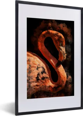 Produktbild von MuchoWow® MuchoWow® Gerahmtes Poster Porträt - Rosa - Flamingo 40x60 cm - Poster mit zchwarzem Bilderrahmen - Poster in Rahmen