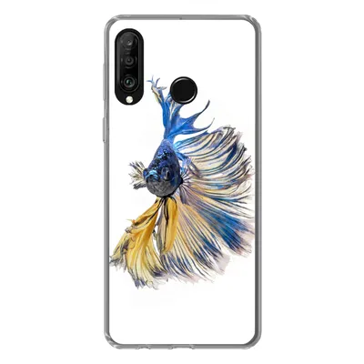 Produktbild von MuchoWow® Handyhülle Schutzhülle Hülle für Huawei P30 Lite Fisch - Schwanz - Blau Silikon Softcase Handy Hülle - Handyhülle