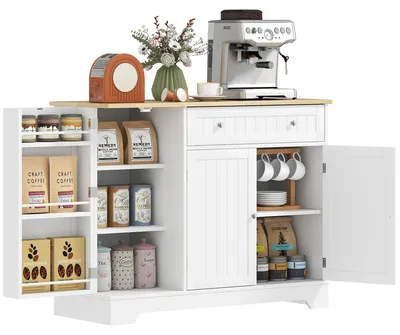 Produktbild von ZMH Küchenbuffet Aufbewahrungsmöbel mit 3 Türen Schublade Türablagen und verstellbarem Einlegeboden 105 x 40 x 83 cm Weiß