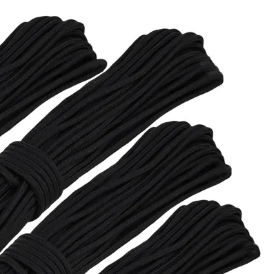 Produktbild von Set mit 4 schwarzen, geflochtenen Nylonseilen, 6 mm x 30 m
