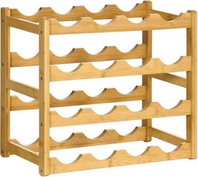 Obrázok produktu pre Drevený regál na 16 fliaš vína – 4-úrovňový regál z dreva