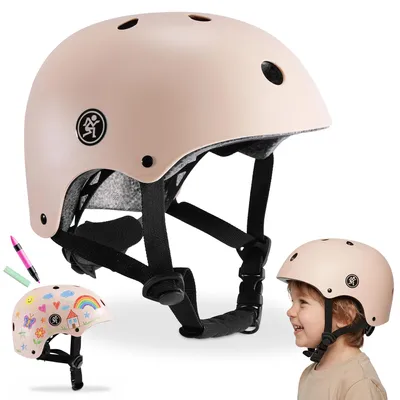 Immagine prodotto di Casco per bambini HyperMotion con sistema di regolazione - Casco da bicicletta, casco per bambini per bicicletta, monopattino, skateboard, taglia S (46-56 cm), beige opaco