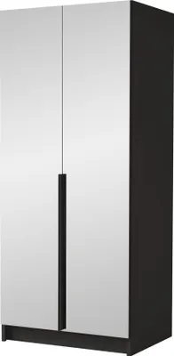 Produktbild von MIRJAN24 Kleiderschrank Bono III, Schlafzimmer, mit Spiegel, Drehtürenschrank, mit Kleiderstange, Modern, Garderobenschrank, Metallgriffe (Farbe: Schwarz)