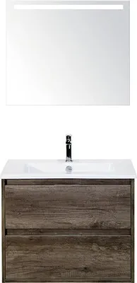 Produktbild von Sanox Badmöbel-Set Porto BxHxT 71 x 170 x 51 cm Frontfarbe nebraska oak mit Waschtisch Keramik weiß, Waschtischunterschr