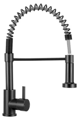 Produktbild von Küchenarmatur Einhebelmischbatterie mit Spiralfeder, Hochdruck, flexibler Auslauf, schwarz, für Küche