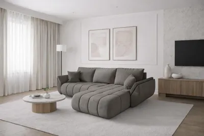 Produktbild von Kaiser Möbel Ecksofa mit schlaffunktion und bettkasten TOKYO PREMIUM, stoff MONOLITH, Hellgrau, Rechts