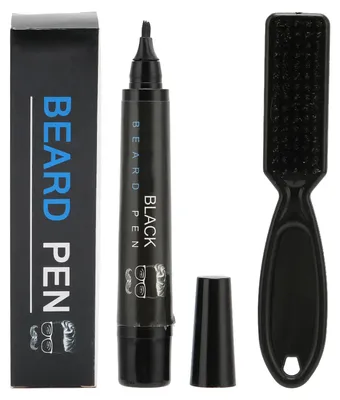 Image de Kit de stylo pour barbe Bartholz, étanche, avec 4 embouts, stylo pour barbe et pinceau pour combler les zones clairsemées de la barbe et de la moustache, couleur noire