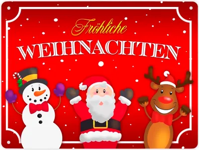 Produktbild von Fröhliche Weihnachten Metallschild XL in 21x28 cm mit Weihnachtsfiguren