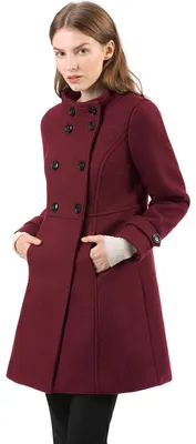 Produktbild von Allegra K Damen Stehkragen Knopfleiste Trenchcoat Zweireiher Outwear Mantel Wint