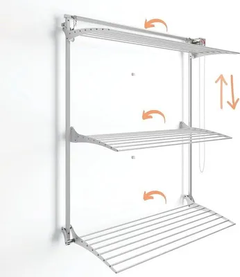 Productafbeelding van Famanu Wanddroger Verticaal - Inklapbaar wasdroogsysteem, 128 x 52 x 137 cm