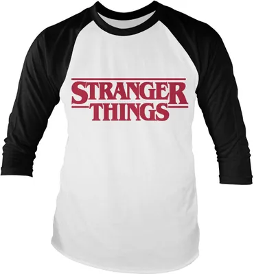 Produktbild von Stranger Things Logo Baseball Long Sleeve Tee (White-Black) XL