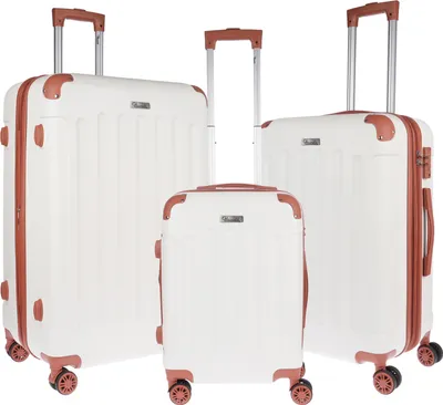 Produktbild von WEISSMANTEL 3er Koffer Set weiß Hartschalenkoffer Koffer Trolley Reisekoffer Kofferset XL mit Bordgepäck als Handgepäck Dehnfalte