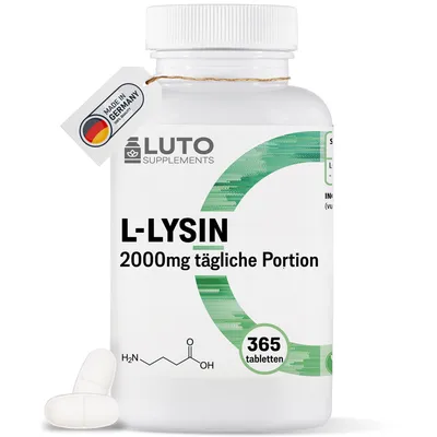 Image de L-Lysine 1000 – 365 comprimés – 1 000 mg par comprimé – Issue de fermentation végétale – Sans additifs indésirables – Végétalien - LUTO Supplements