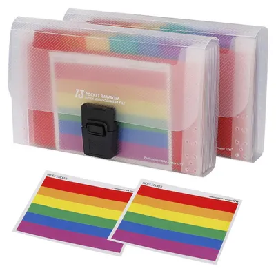 Zdjęcie produktu dla Mini segregator A6, segregator na dokumenty z 13 przegródkami, 2 sztuki, plastik, kolorowy