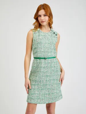Produktbild von Orsay Grünes gemustertes Damenkleid mit Gürtel 490459865000__38
