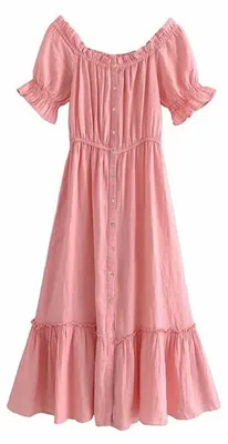 Image de Robe midi pour femmes, avec volants et détails de boutons