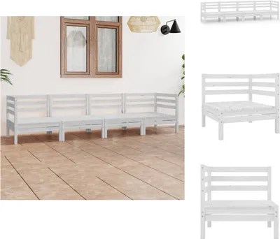 Produktbild von vidaXL 4-tlg. Garten-Lounge-Set Weiß Kiefer Massivholz -  Gartenmöbel-Sets