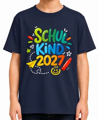 Produktbild von Schulkind 2027 Einschulung Erster Schultag Schultüte Schulstart Kinder T-Shirt, Navy, 152