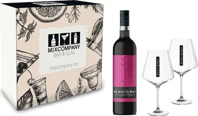 Produktbild von Scavi & Ray Geschenkset - Scavi & Ray Al Cioccolata Rosso Prestige 0,75l (10% Vol) + 2x Ballon Gläser (20cl) -[Enthält Sulfite]