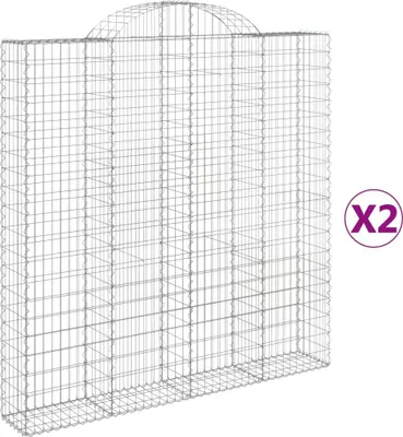 Imagen del producto de vidaXL: 2 gabiones con forma de arco, 2 unidades, 200 x 30 x 200/220 cm, hierro galvanizado