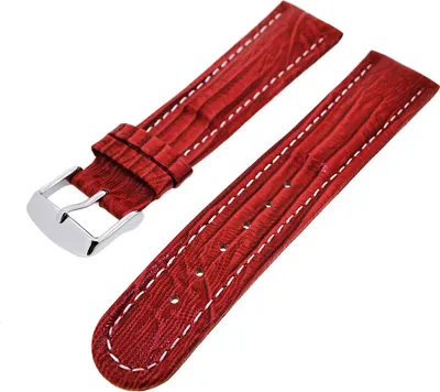 Produktbild von Uhrenarmband Kalbsleder in Teju-Prägung Rot mit weißer Naht 20mm NEU