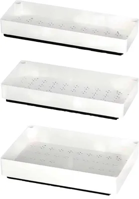 Produktbild von Ausziehbare Küchen Organizer Set 3-teilig – Schubladenregal mit Schienen – Schrank & Vorratskammer Ordnungssystem
