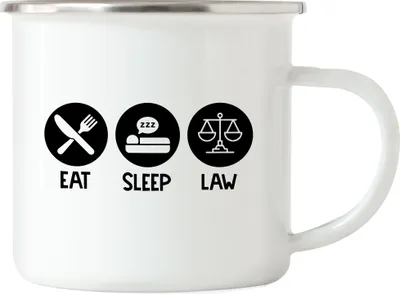 Produktbild von Eat Sleep Law Emaille Tasse Student Lernen Lawyer Bücher Anwalt Uni Abschluss Gericht Gesetz Jura Jus Richter