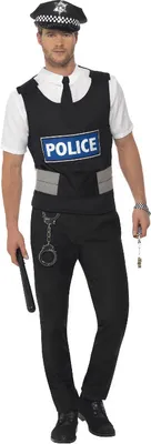 Produktbild von Polizist Sofort-Kit, mit Weste, Mock Hemd, Mütze und Handschellen