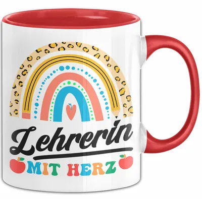 Produktbild von Lehrerin Mit Herz Tasse Lustiges Geschenk Für Klassenlehrerin (Rot)