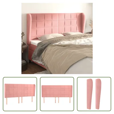 Produktbild von The Living Store Kopfteil mit Ohren Rosa 203x23x118/128 cm Samt