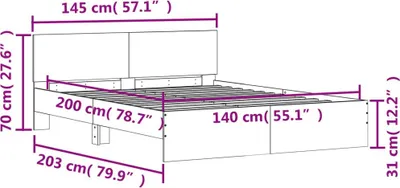 Produktbild von vidaXL Bettgestell mit Kopfteil Weiß 140x200 cm