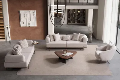 Produktbild von Sitzgruppe/Sofa Set - Wohnzimmergarnitur "Olvina" 3+3+1-Beige