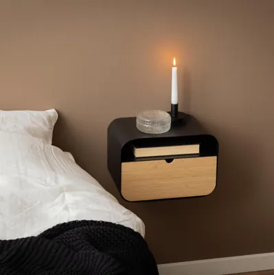 Productafbeelding van Nachtkastje Emina Ovaal Zwart 35cm - Giga Living