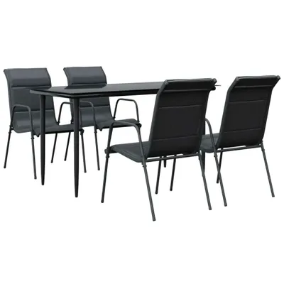 Produktbild von 5-tlg. Garten-Essgruppe Schwarz Stahl und Textilene