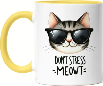Produktbild von Don’t Stress Meowt Tasse Gelb Katze Lustig Cool Geschenkidee für Katzenliebhaber