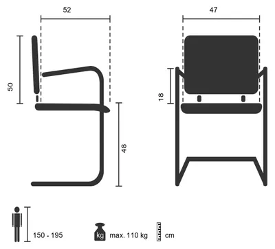 Produktbild von hjh OFFICE Freischwinger mit Armlehnen VISTO NET V Kunstleder/Netzstoff Stuhl für Büro Zuhause, Besucherstuhl Schwingstuhl bis 110 kg belastbar