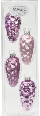 Produktbild von Christbaumschmuck Tannenzapfen aus Glas 9cm 4 Stk. Rosa Lila