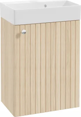 Imagen del producto de Mueble de baño con lavabo en roble Vicenza y pomo cromado, 50x70 cm, modelo Kiara