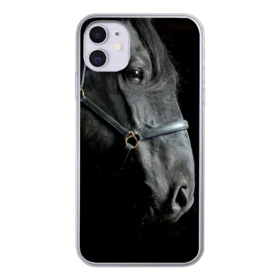 Produktbild von MuchoWow® Handyhülle Schutzhülle Hülle für iPhone 11 Pferd - Leicht - Schwarz Silikon Softcase Handy Hülle - Handytasche