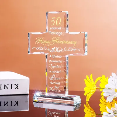 Kristallkreuz Plakette 50-jähriges Jubiläum, 19,51 cm