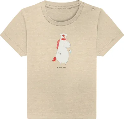 Produktbild von Mr. & Mrs. Panda T-Shirt Einhorn Krankenschwester 24. - 36. Monat - Natural Raw - Geschenk, Kleinkind, Krankenpfleger, Babyshirt, Ärztin, Baby Kurzarmshirt, Unicorn