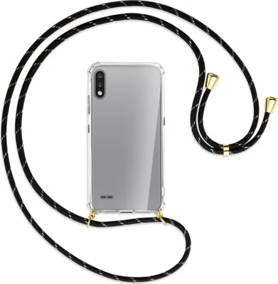 Produktbild von Handykette Backcover-Schutzhülle mit Band (Metall goldfarben) für LG K22 LMK200 - schwarz/gold