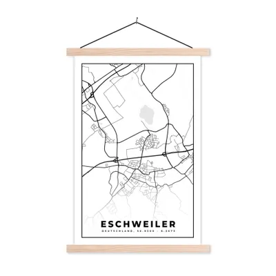 Produktbild von MuchoWow® Textilposter Stadtplan - Eschweiler - Karte 120x180 cm mit holzfarbenen Rahmen - Textil-Plakat