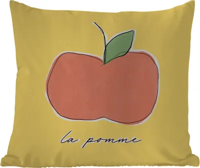 Produktbild von MuchoWow® Outdoor Kissen - Apfel - Obst - Text - 40x40 cm - Wetterfest - Lounge Kissen - Kopfkissen - Interieur - Polster mit Bild