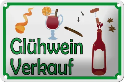Produktbild von Blechschild Hinweis 18x12cm Glühwein Verkauf