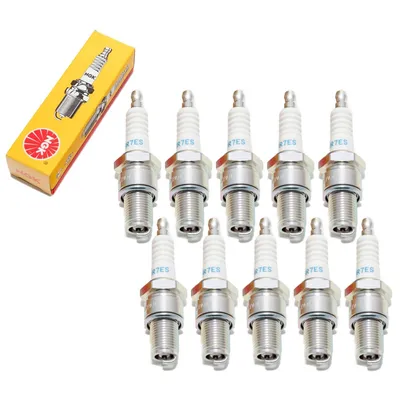 Image de Jeu de bougies d'allumage NGK 10x BR7ES Bougie d'allumage antiparasitée, 19,0mm filetage long Ø 14,0mm Hex 20,8mm, écart entre les électrodes 0,75mm, valeur thermique 7, 5122 / 6615