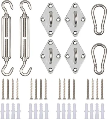 Produktbild von Sonnensegel Befestigungsset SunComfort M6 aus Edelstahl – Komplettes Montageset für Kleine & Mittlere Schattensegel